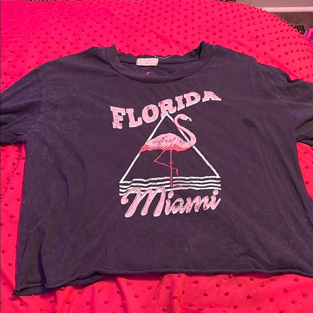 Flamingo Urban Black and Pink Graphic Tee